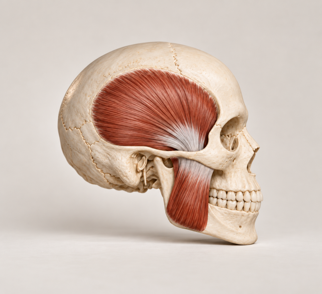 Model anatomiczny czaszki — mięśnie żucia